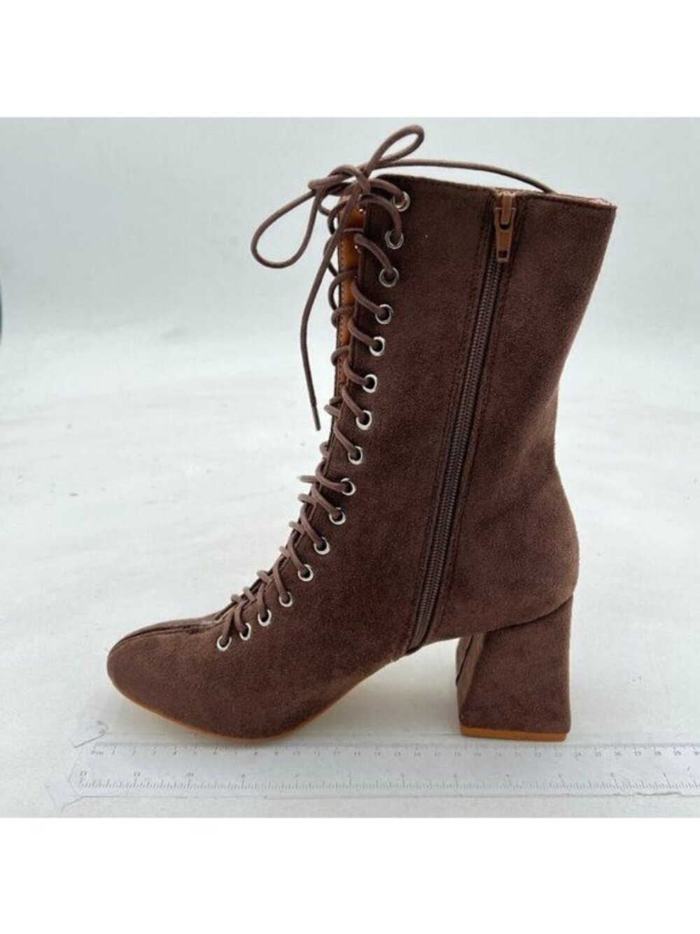 Women's Malia Faux Lace Up Chunky Lug Sole Combat Boot Brown